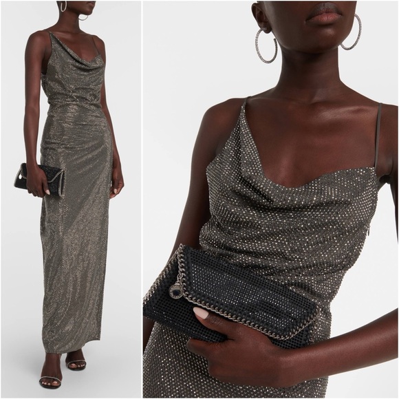 NWT STELLA MCCARTNEY Draped crystal-embellished satin gown $5,200 42 - Picture 1 of 11